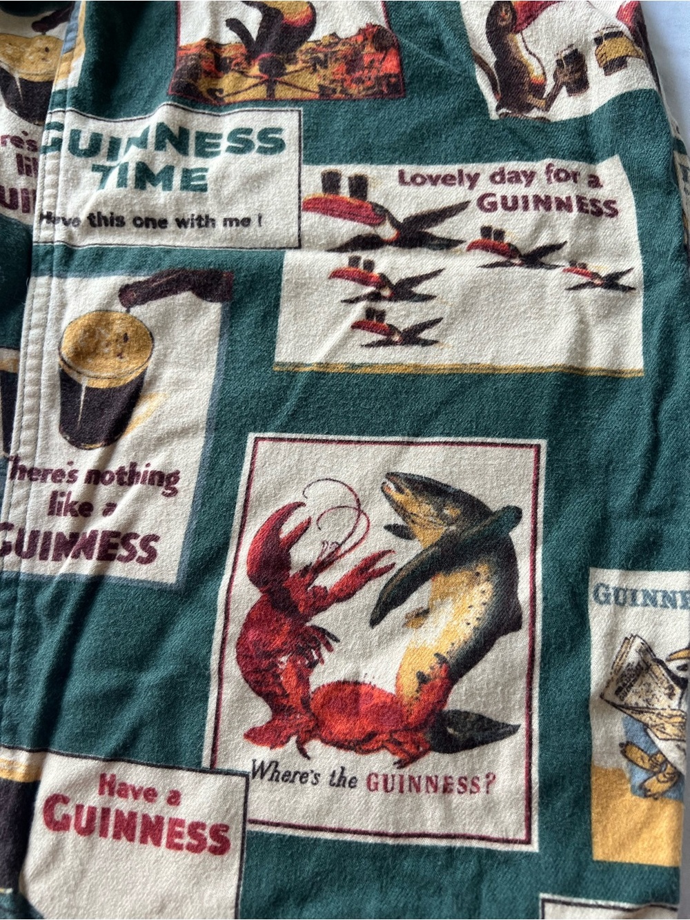 Guinness Abercrombie Green Vintage-Print Lounge Joggers Beer Frat Boy College MD